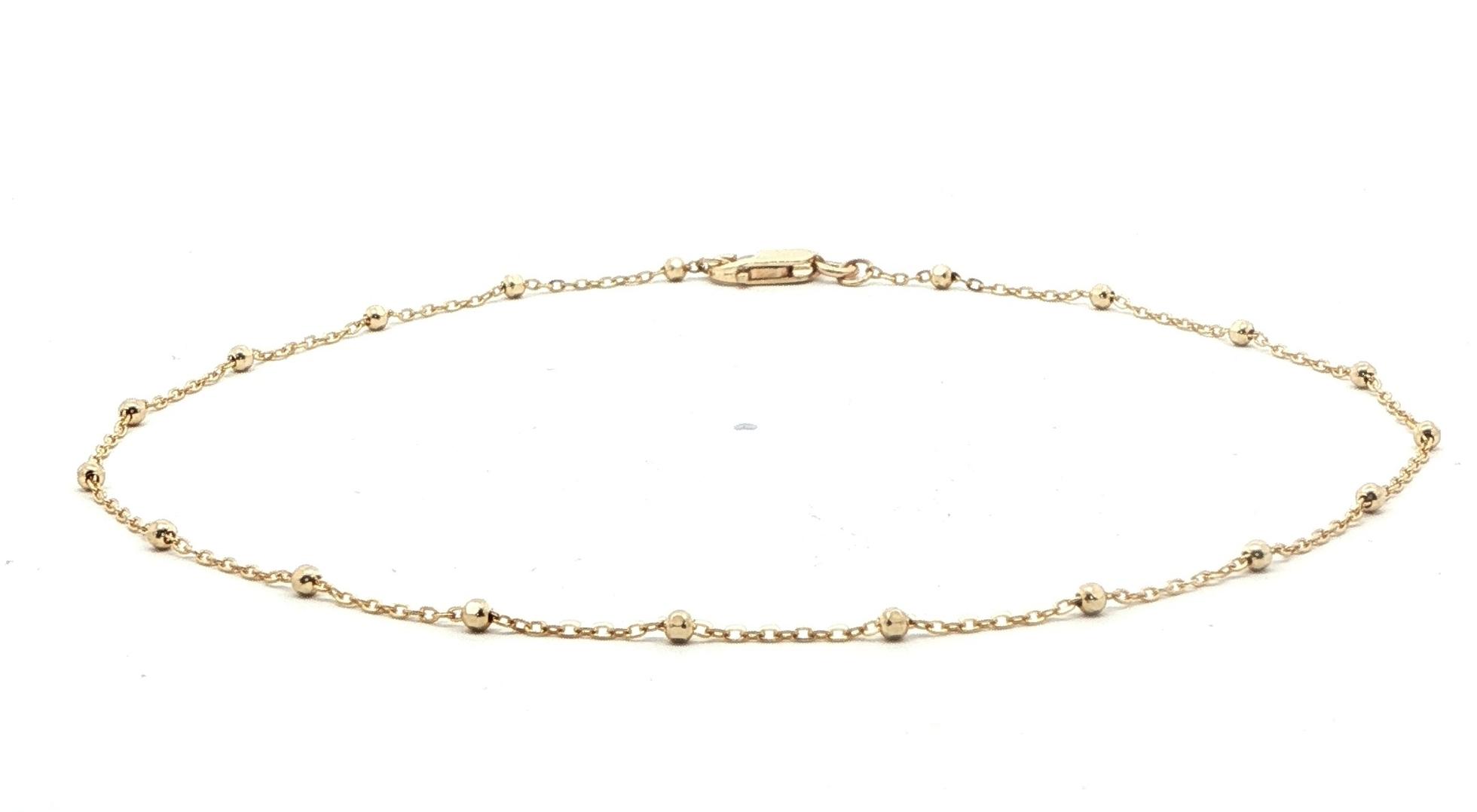 Estate Piece: Beaded Chain Bracelet/Anklet in Yellow Gold