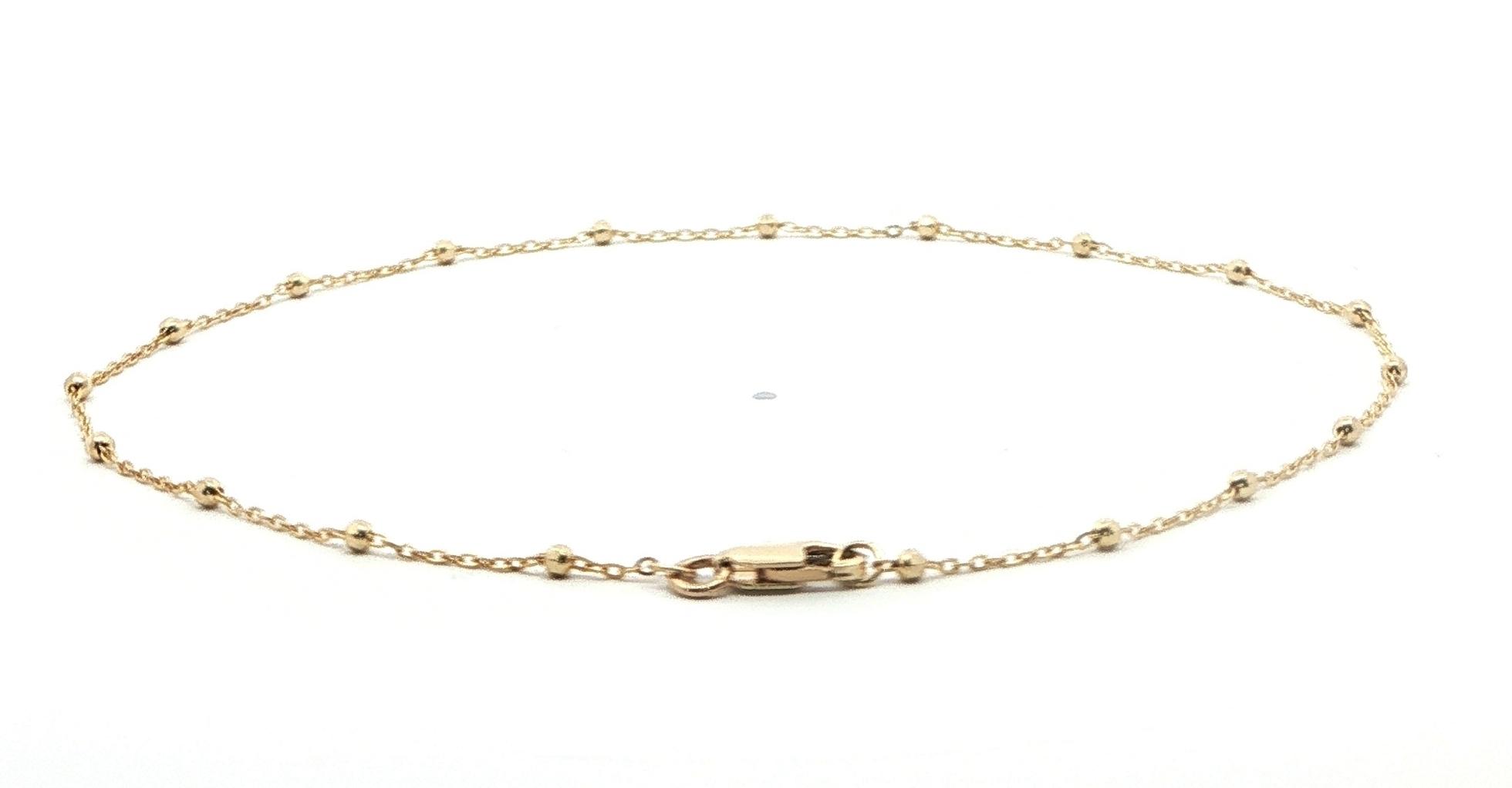 Estate Piece: Beaded Chain Bracelet/Anklet in Yellow Gold back