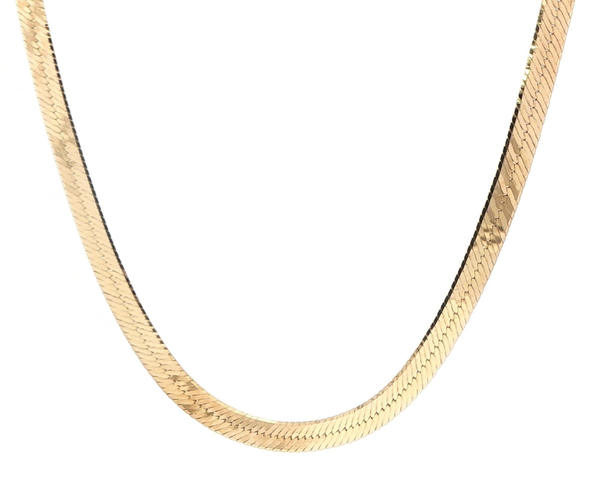 Estate Piece: Classic Herringbone Chain Necklace in Yellow Gold
