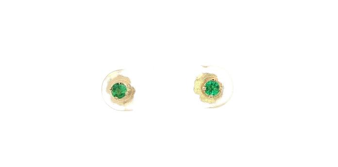 content/products/Estate Piece: Emerald Stud Earrings in 4-Prong Settings in Yellow Gold (0.15cts TWT)