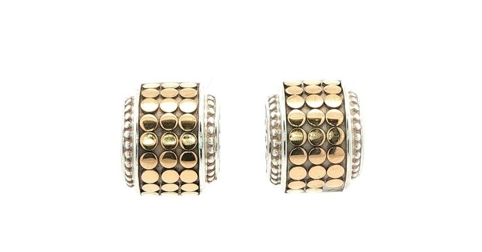 content/products/Estate Piece: John Hardy Dot Stud Earrings in Two-tone Yellow Gold and Sterling Silver