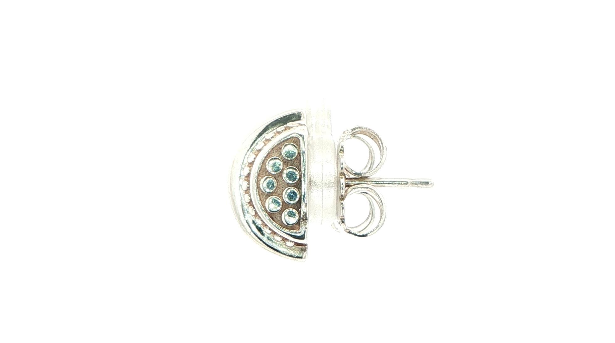 Estate Piece: John Hardy Dot Stud Earrings in Two-tone Yellow Gold and Sterling Silver side