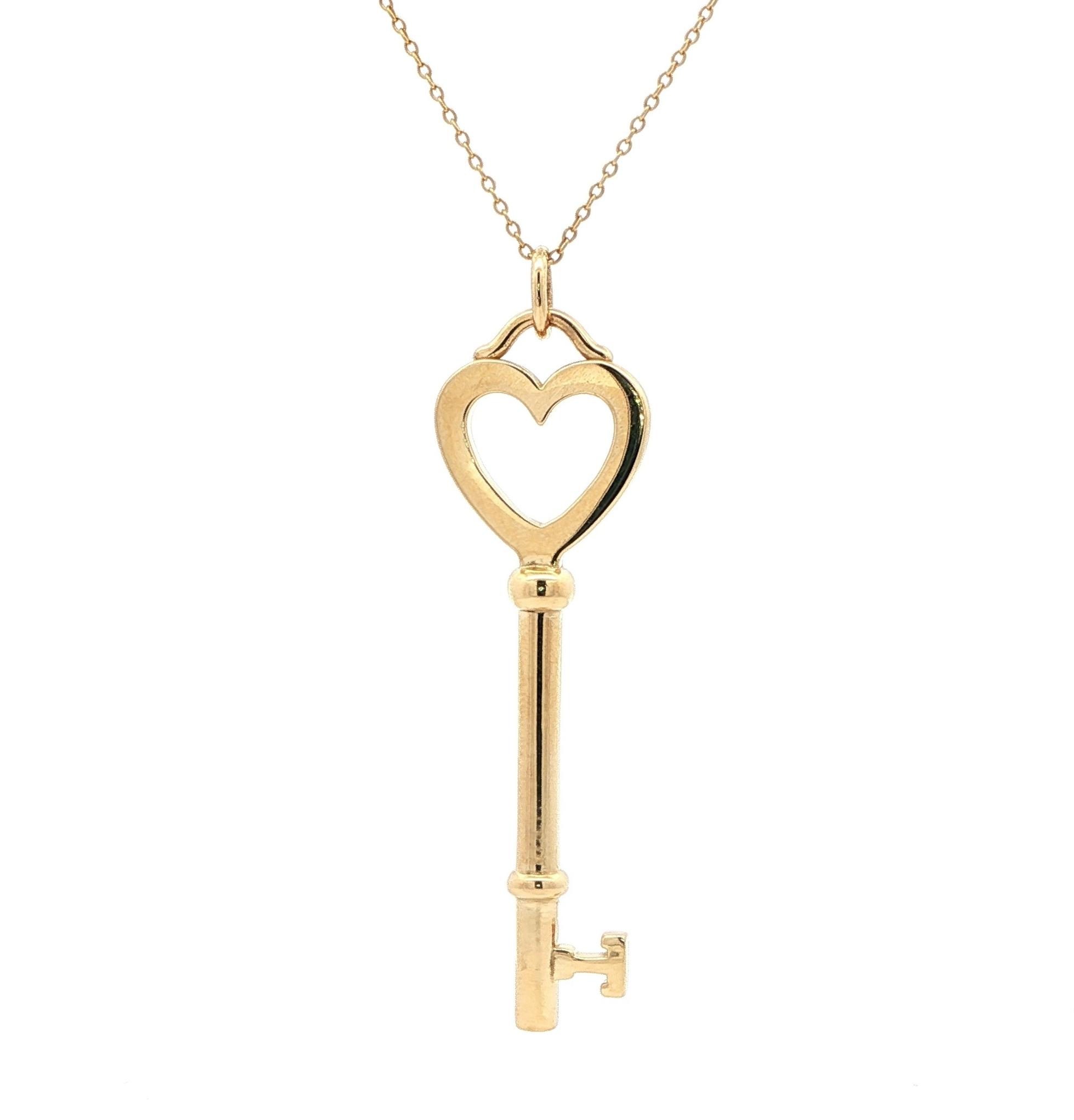 Estate Piece: Tiffany & Co. Key and Heart Necklace in Yellow Gold