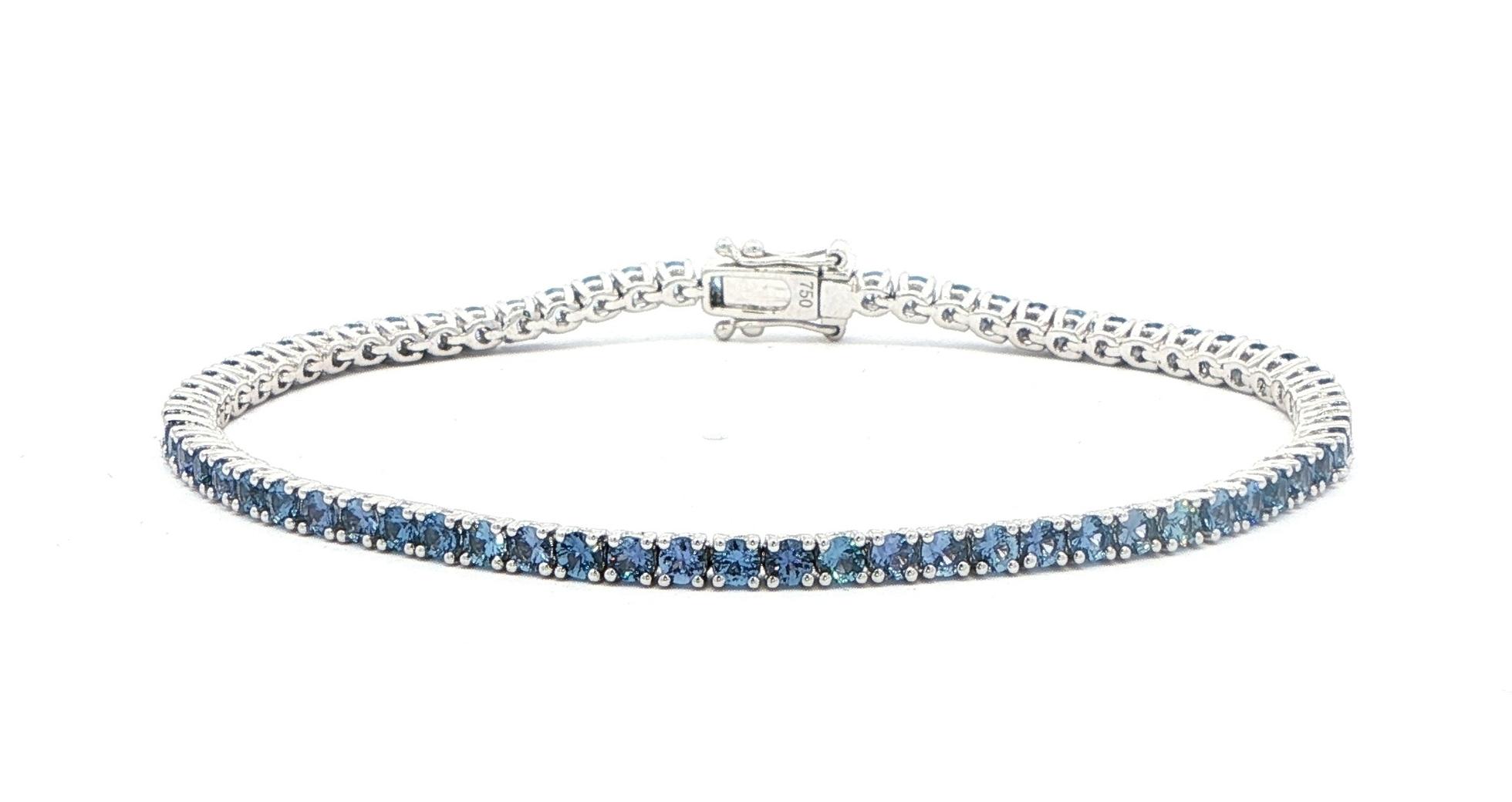 Montana Yogo Sapphire Tennis Bracelet in White Gold (3.83cts TWT)