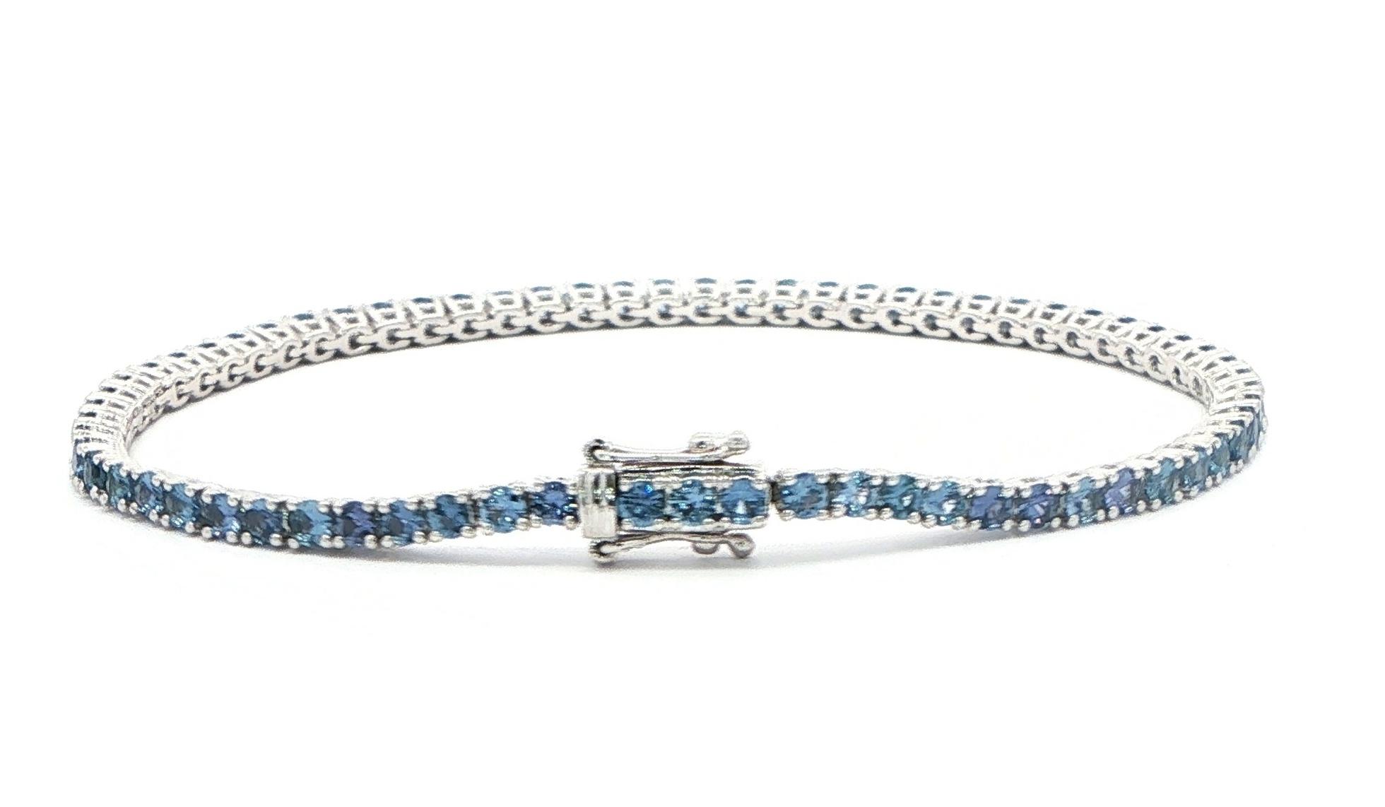 Montana Yogo Sapphire Tennis Bracelet in White Gold (3.83cts TWT) back