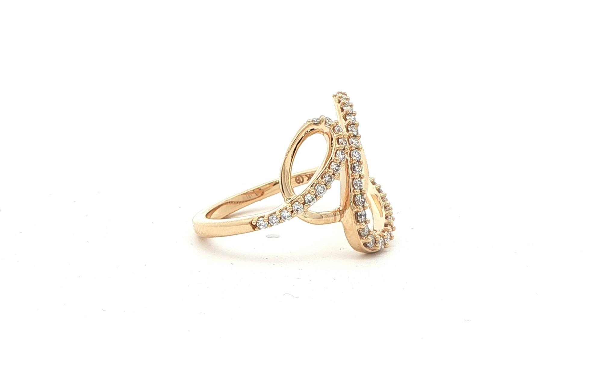 Looping Ribbon Diamond Pave Cocktail Ring in Yellow Gold (0.40cts TWT) side