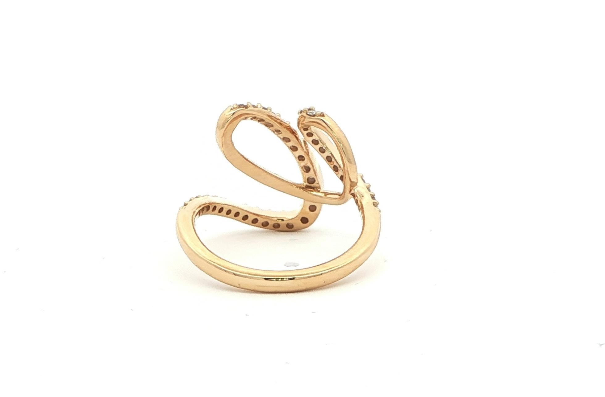Looping Ribbon Diamond Pave Cocktail Ring in Yellow Gold (0.40cts TWT) back