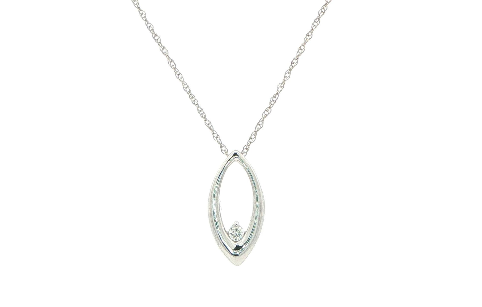 Marquise Shaped Round Diamond Necklace in White Gold (0.04cts)