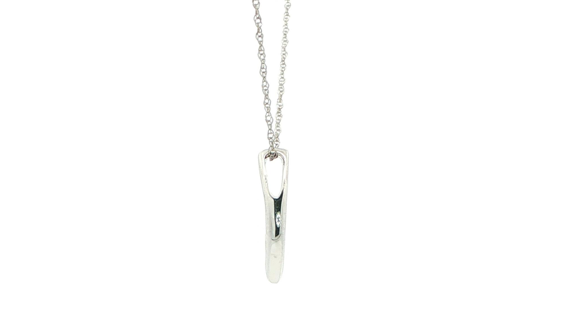 Marquise Shaped Round Diamond Necklace in White Gold (0.04cts) side