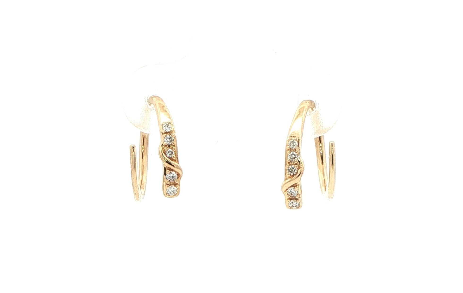 Pav&eacute; Diamond Spiral Hoop Earrings in Yellow Gold (0.06cts TWT)