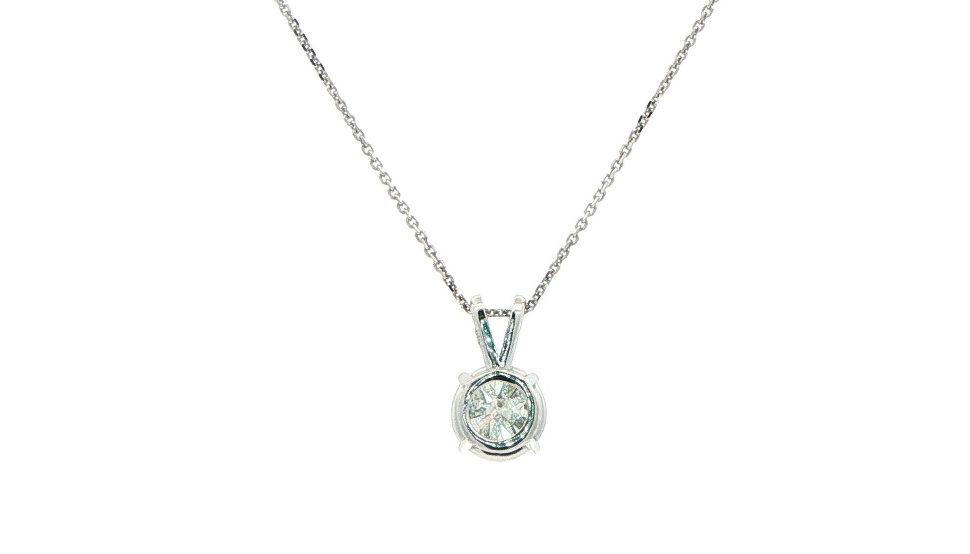 Diamond Solitaire Pendant with Rabbit Ear Bail in White Gold (1.49cts) back