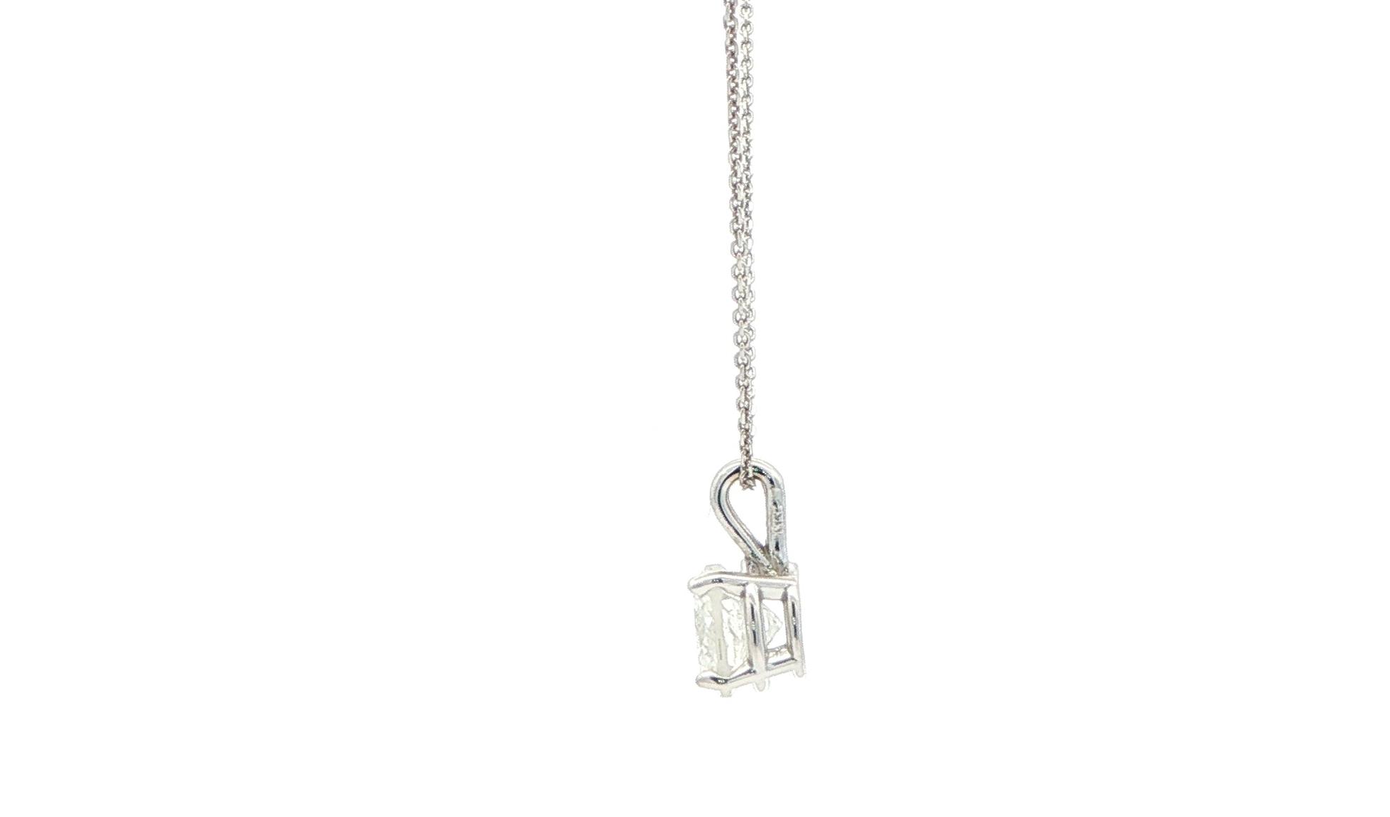 Diamond Solitaire Pendant with Rabbit Ear Bail in White Gold (1.49cts) side