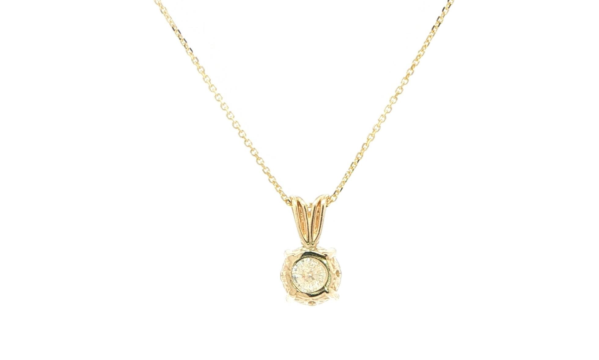 Diamond Solitaire Pendant with Rabbit Ear Bail in Yellow Gold (1.21cts) back