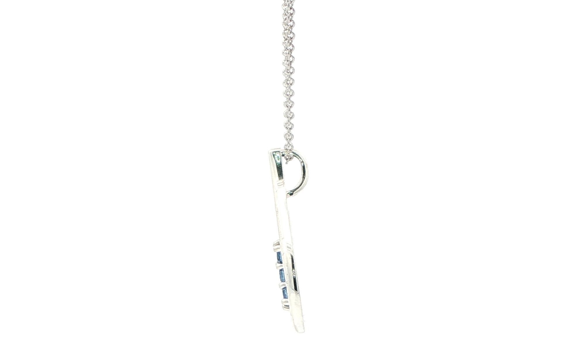 Teardrop 3-Stone Montana Yogo Sapphire Necklace in Sterling Silver (0.24cts TWT) side