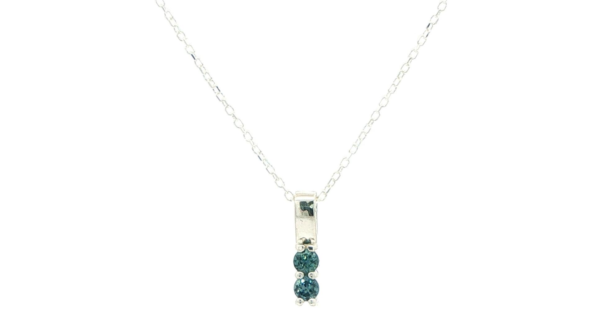 2-Stone Vertical Drop Montana Sapphire Pendant in Sterling Silver (0.25cts TWT)