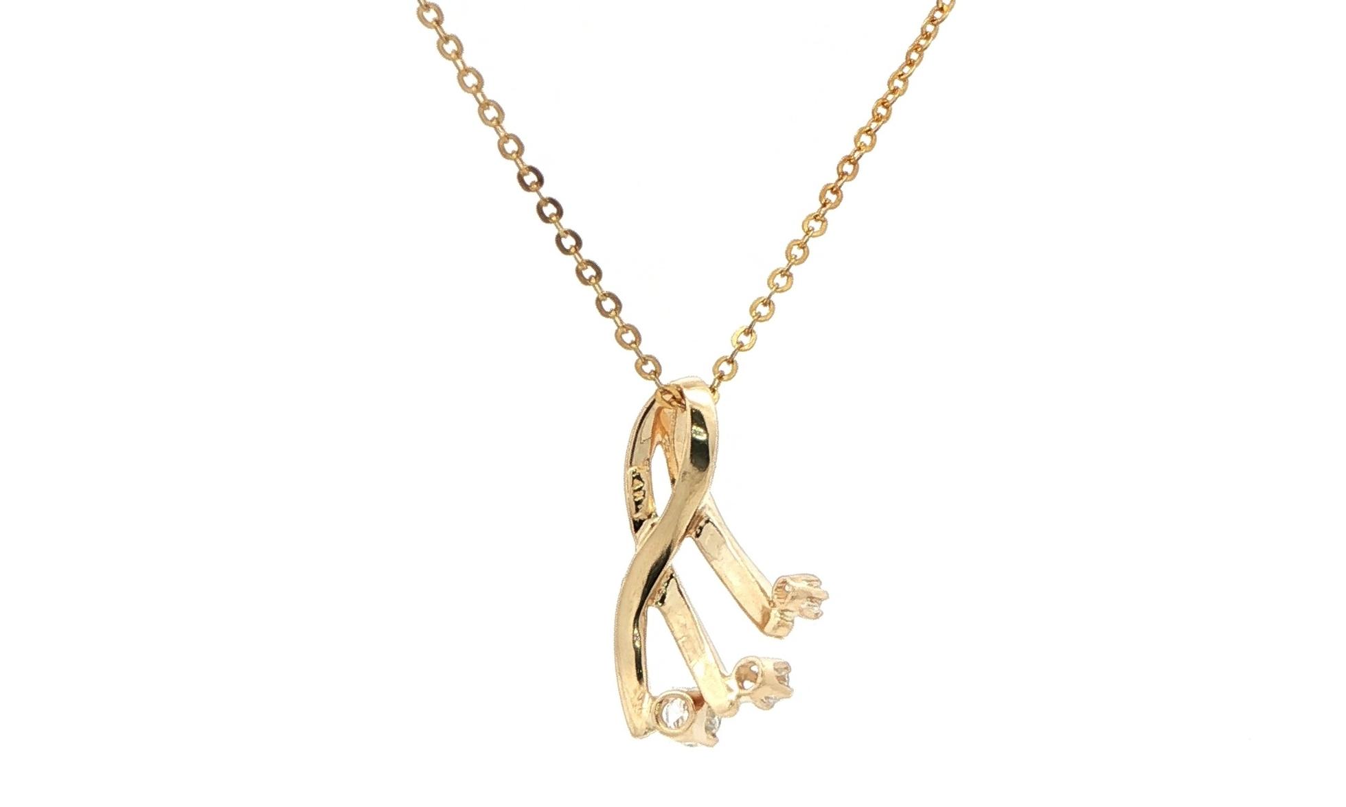 Estate Piece: 3-Stone Overlapping Swoop Diamond Pendant in Yellow Gold (0.25cts TWT) back