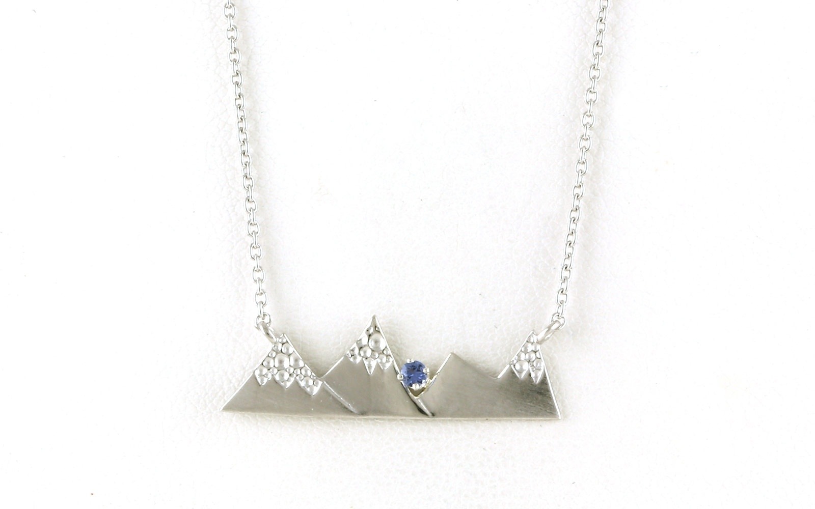 Snowcapped Mountains with Montana Yogo Sapphire Necklace in Sterling Silver (0.03ct)