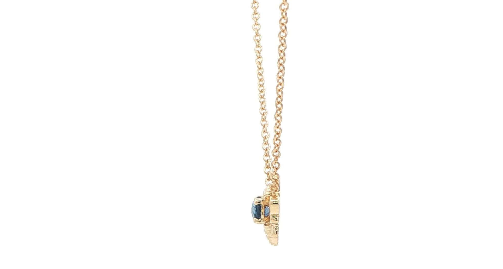 Bumblebee Oval-cut Huckleberry Sapphire Necklace in Yellow Gold (0.22ct) side