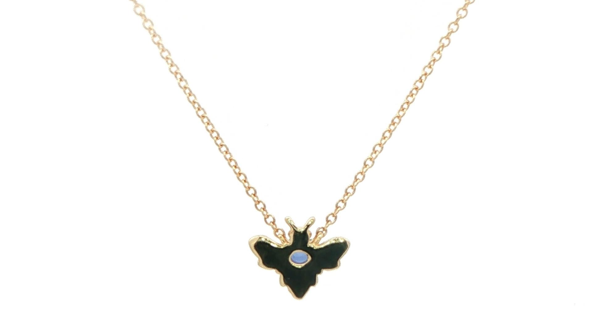 Bumblebee Oval-cut Huckleberry Sapphire Necklace in Yellow Gold (0.22ct) back