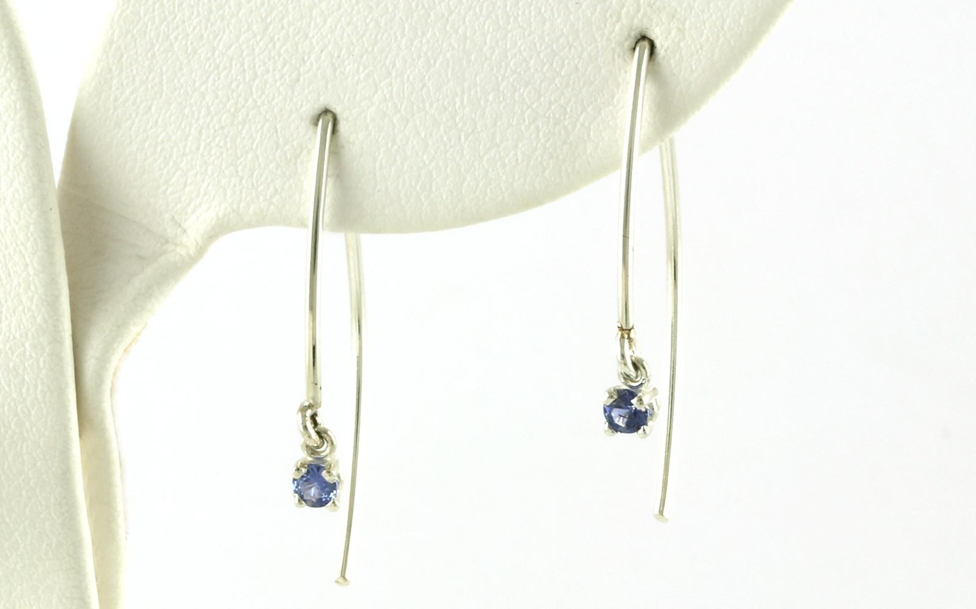 Drop Montana Yogo Sapphire Dangle Earrings in Sterling Silver (0.12cts TWT)