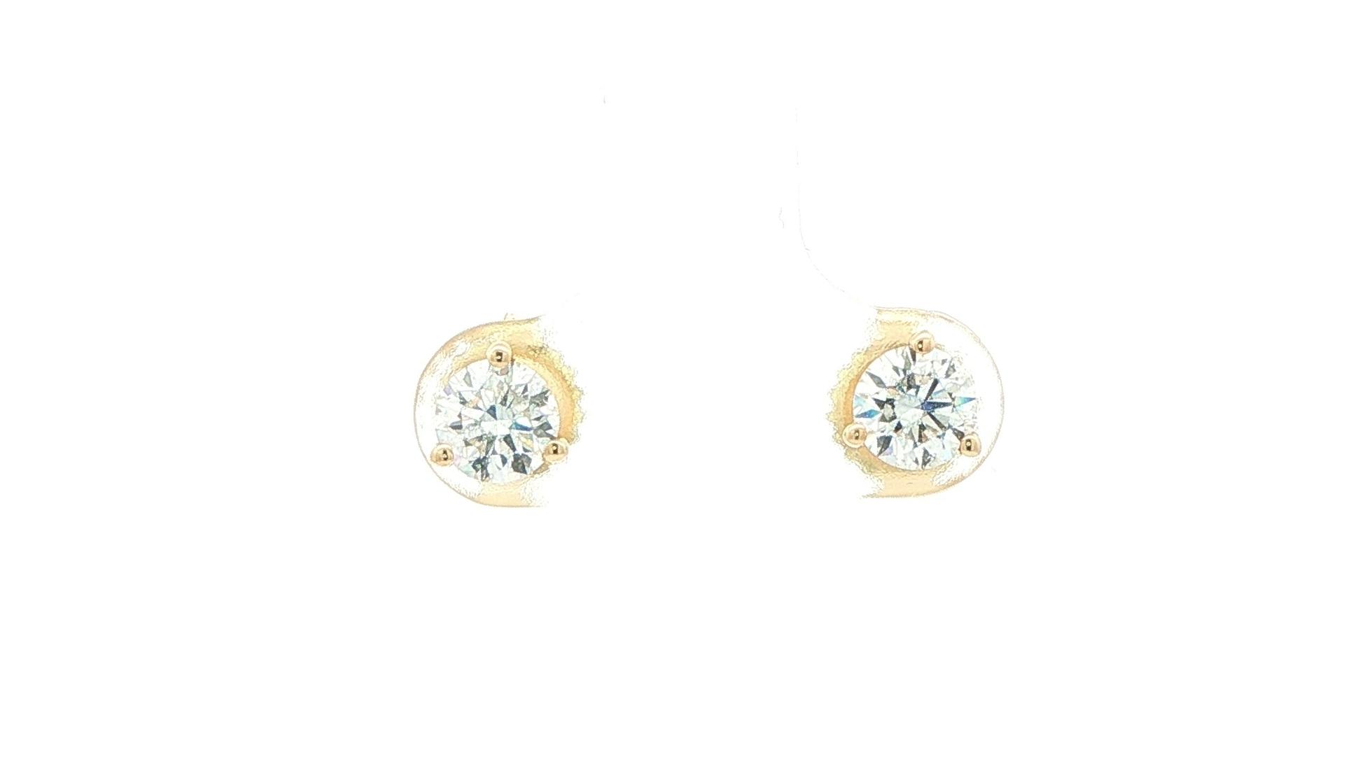 Diamond Stud Earrings in 3-Prong Martini Settings in Yellow Gold (1.00cts TWT)