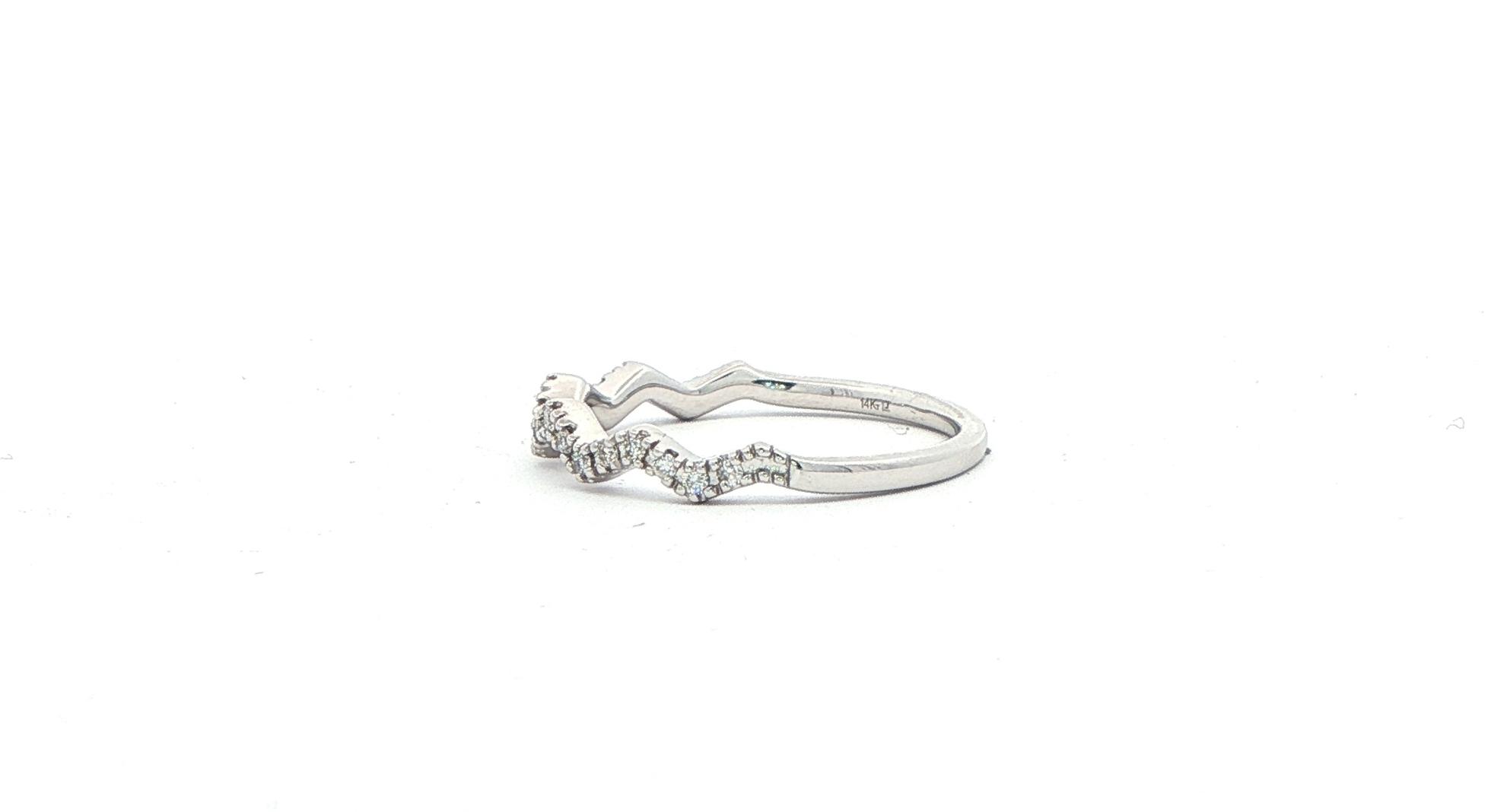 Zig Zag Diamond Stackable Band in White Gold (0.15cts TWT) side