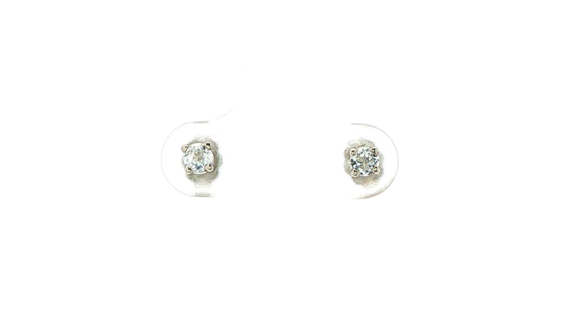 April Birthstone White Topaz Stud Earrings in 4-Prong Settings in White Gold