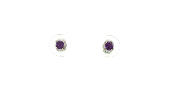 content/products/February Birthstone Amethyst Stud Earrings in 4-Prong Settings in White Gold