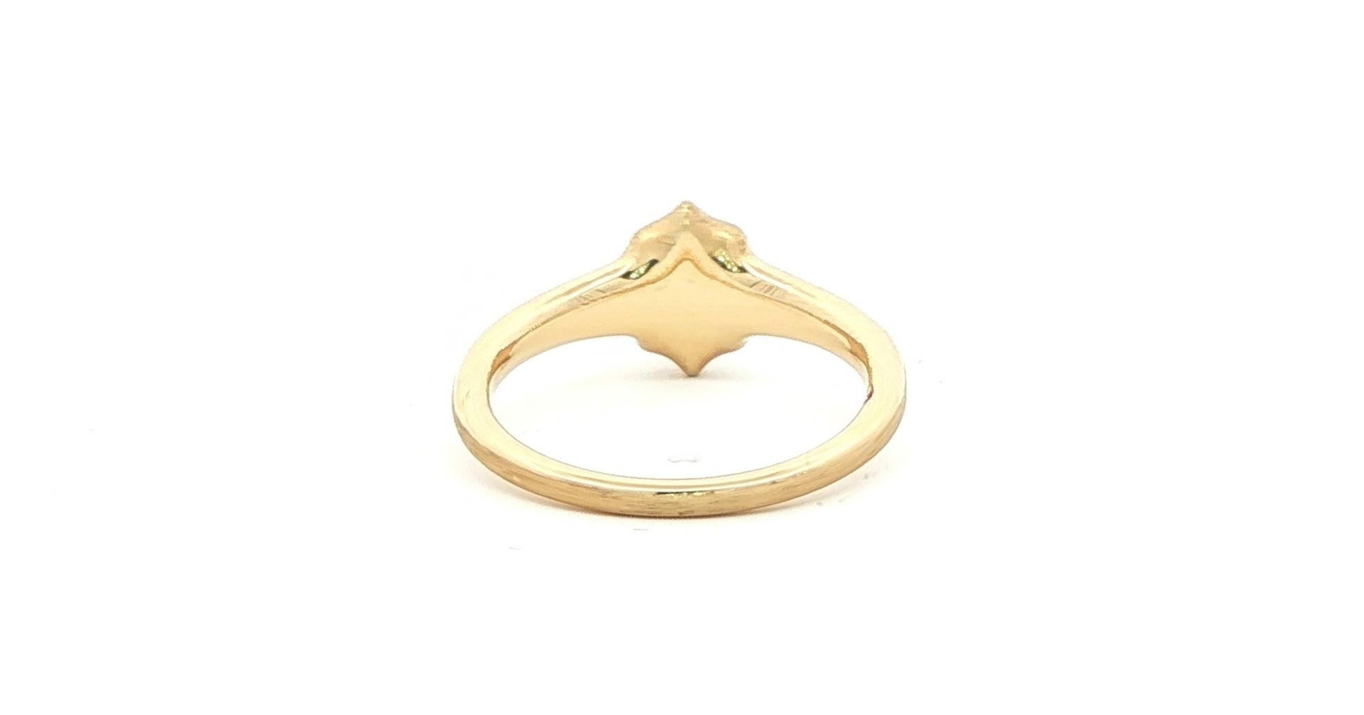 Emerald Cut Diamond Signet Ring with Satin Finish in Yellow Gold (0.19cts) back