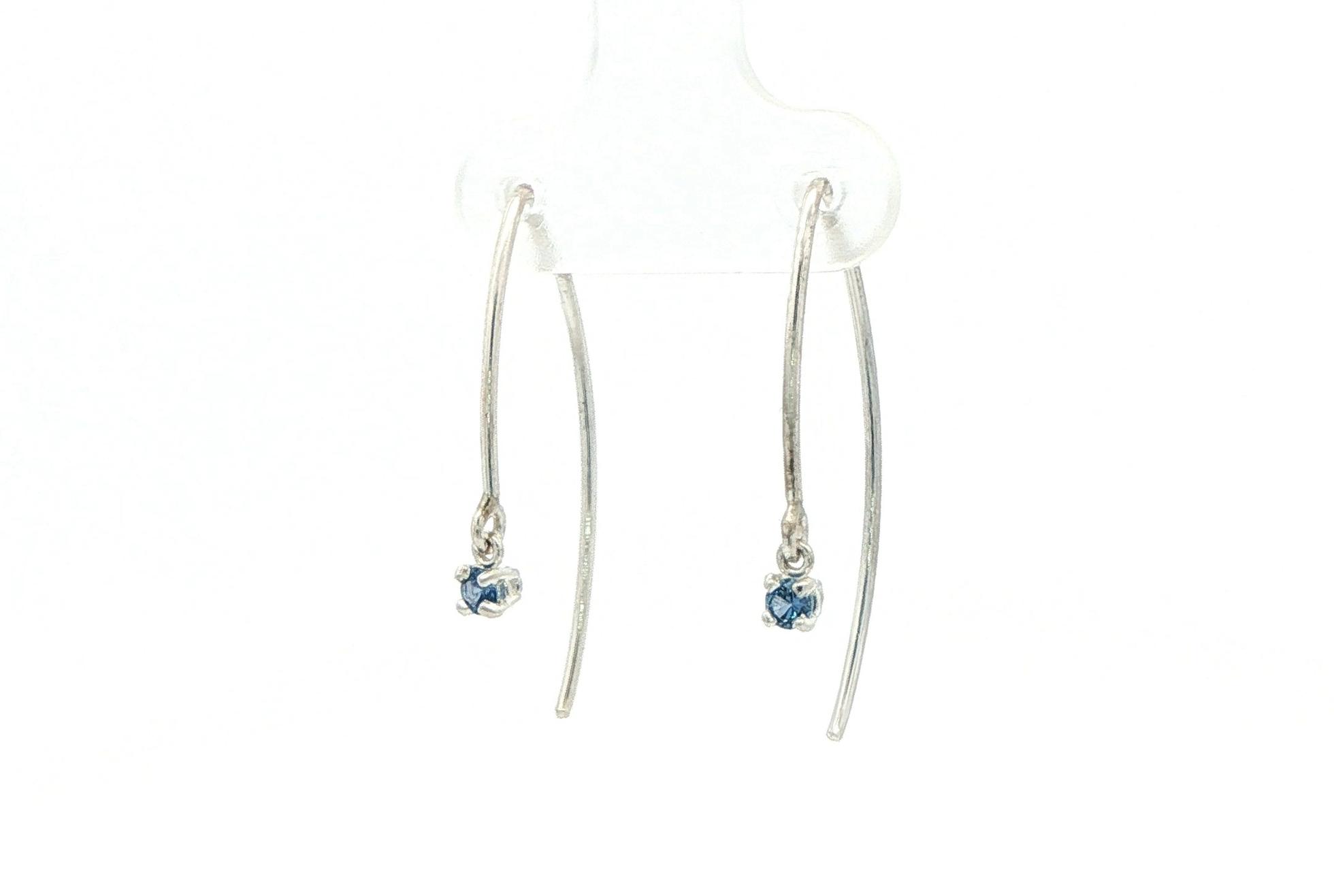 Drop Montana Yogo Sapphire Dangle Earrings in Sterling Silver (0.12cts TWT)