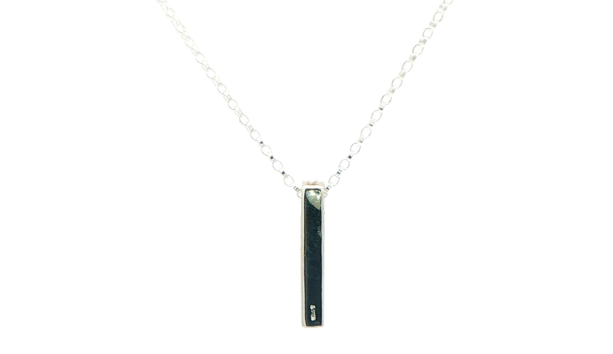 3-Stone Vertical Bar Montana Yogo Sapphire Necklace in Sterling Silver (0.18cts TWT) back