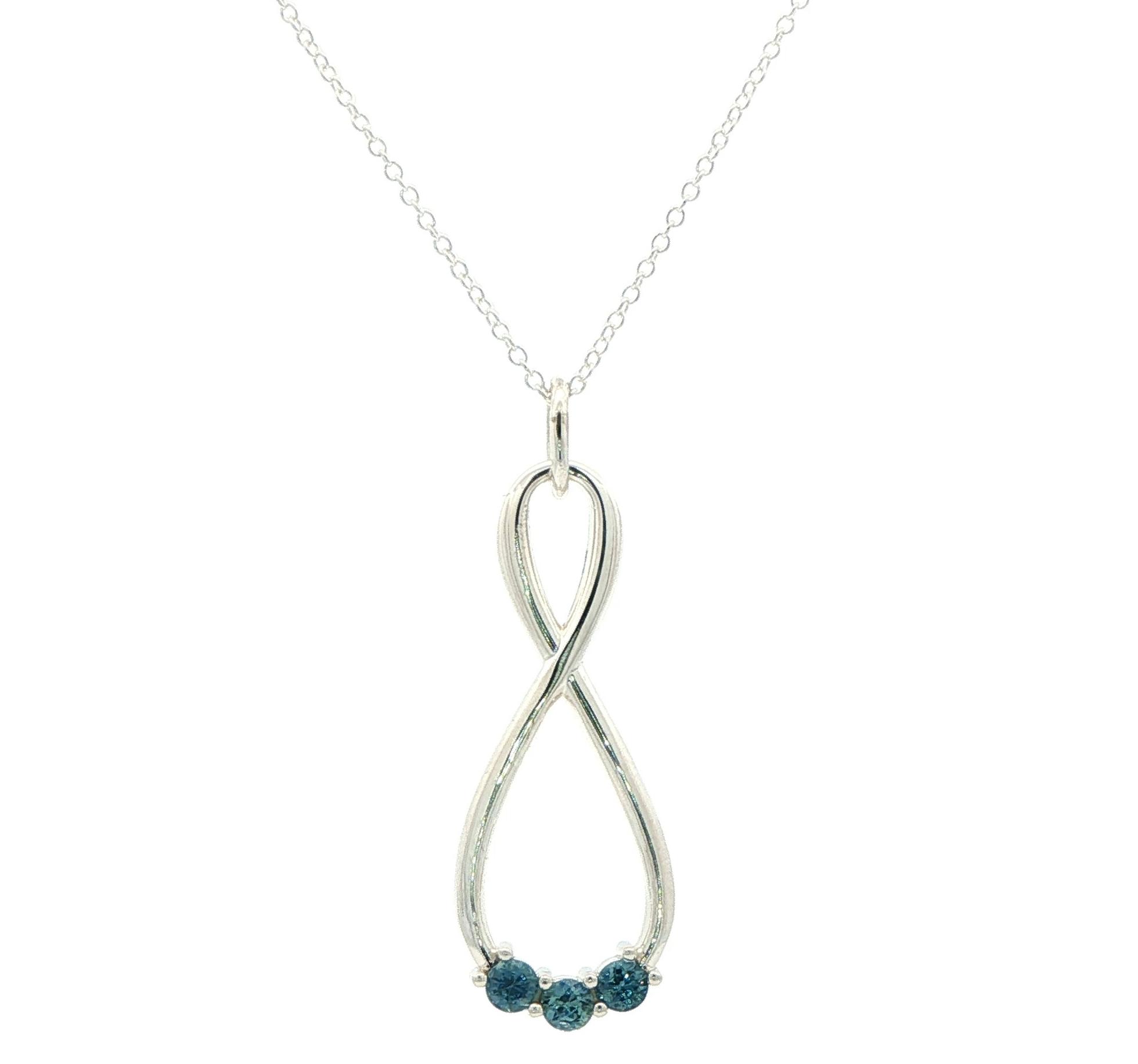 Infinity 3-Stone Montana Sapphire Necklace in Sterling Silver (0.30cts TWT)