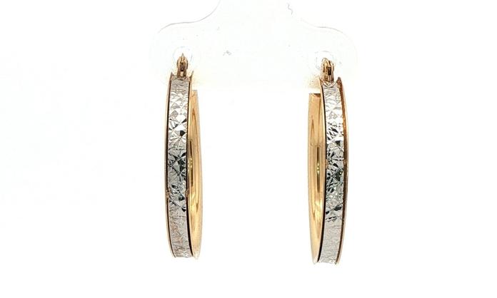 content/products/Hoop Earrings in Two-tone Textured White Gold Center and Yellow Gold Edge