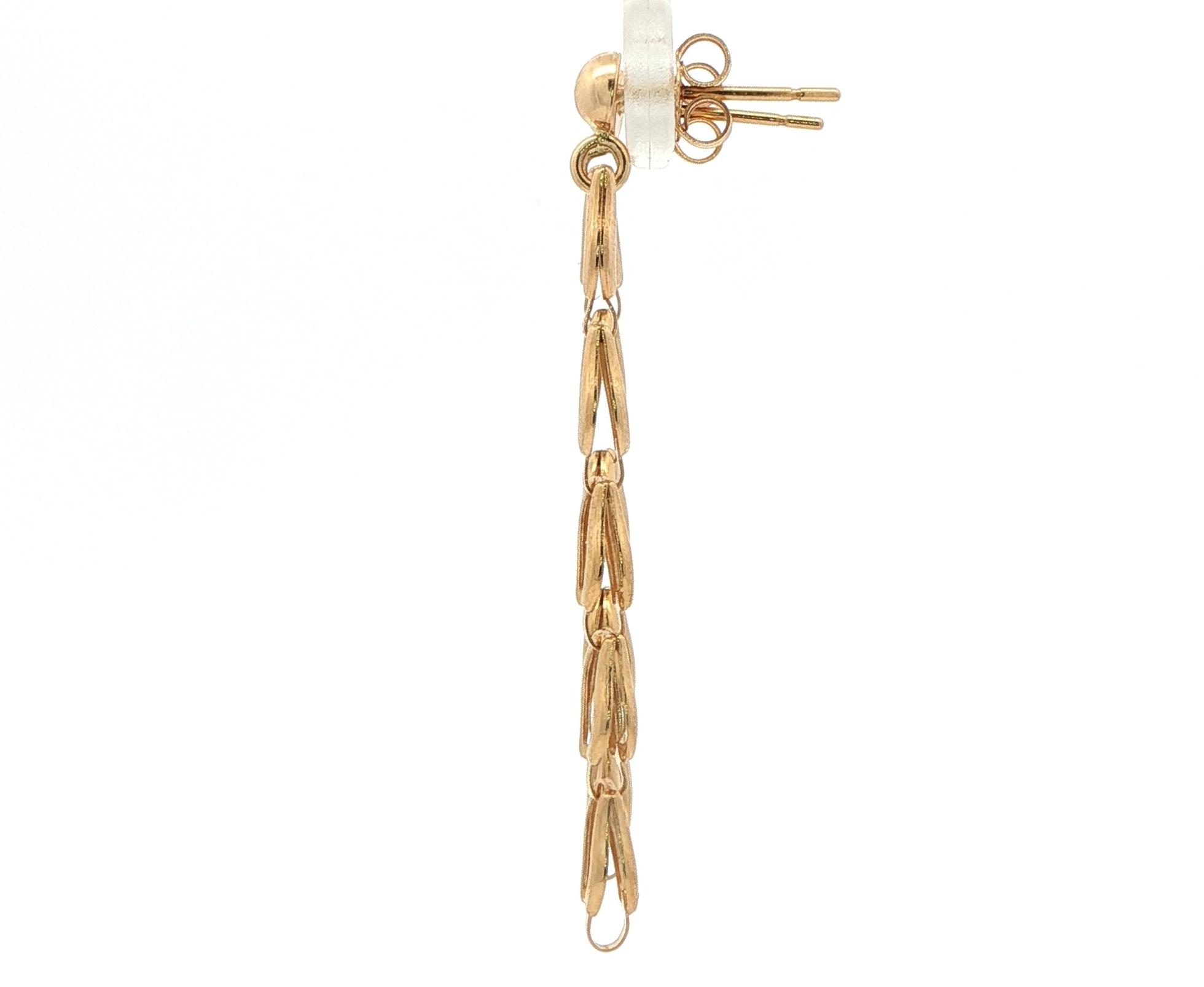 Geometric Chain Link Tiered Drop Earrings in Yellow Gold side