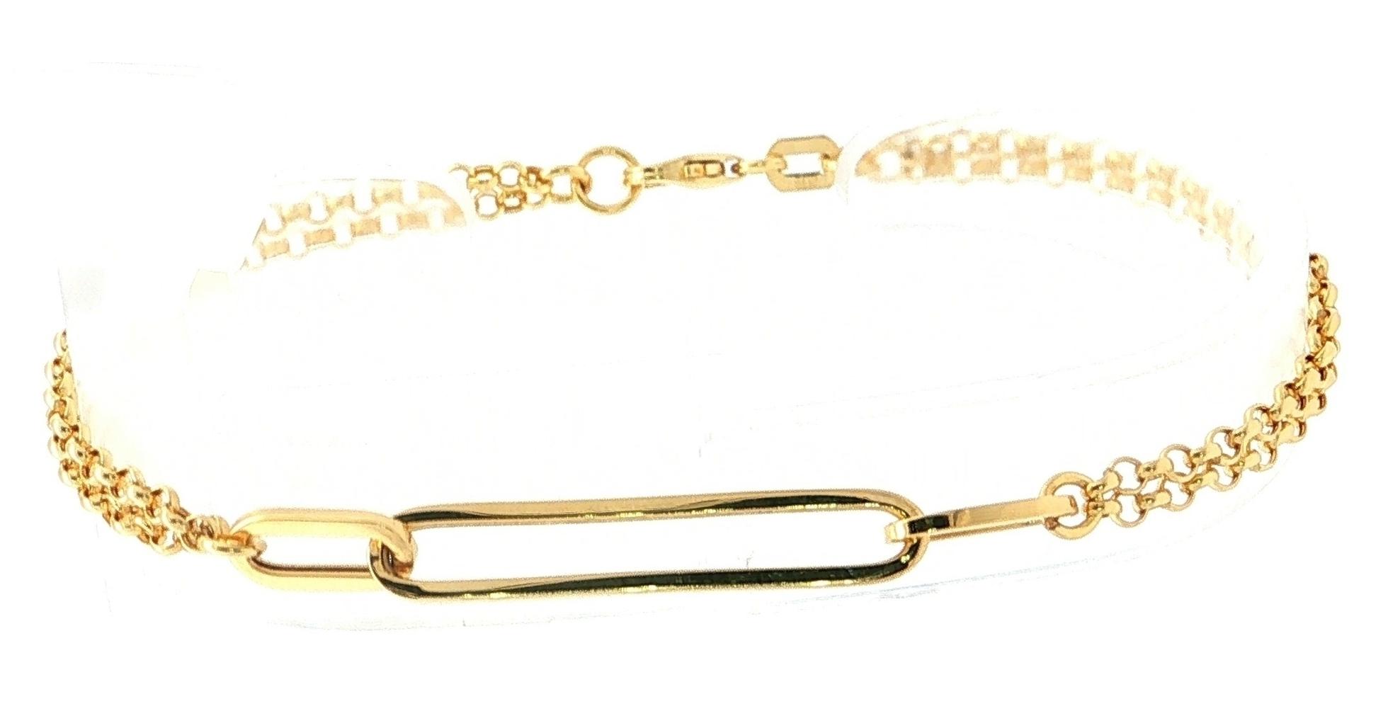 Paperclip and Rolo Chain Bracelet in Yellow Gold  side