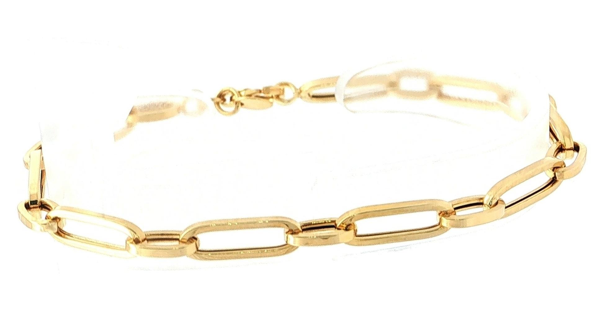 Hollow Paperclip Link Chain Bracelet in Yellow Gold side
