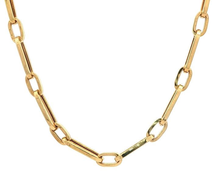 content/products/Hollow Paperclip Link Chain Necklace Yellow Gold 