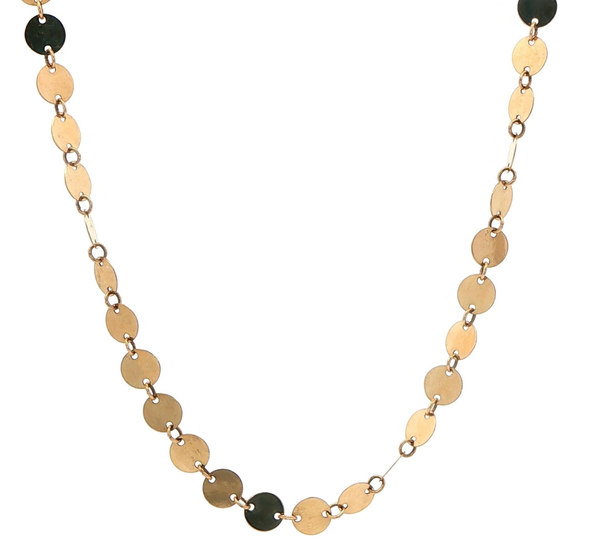 Circular Disc Chain Necklace in Yellow Gold