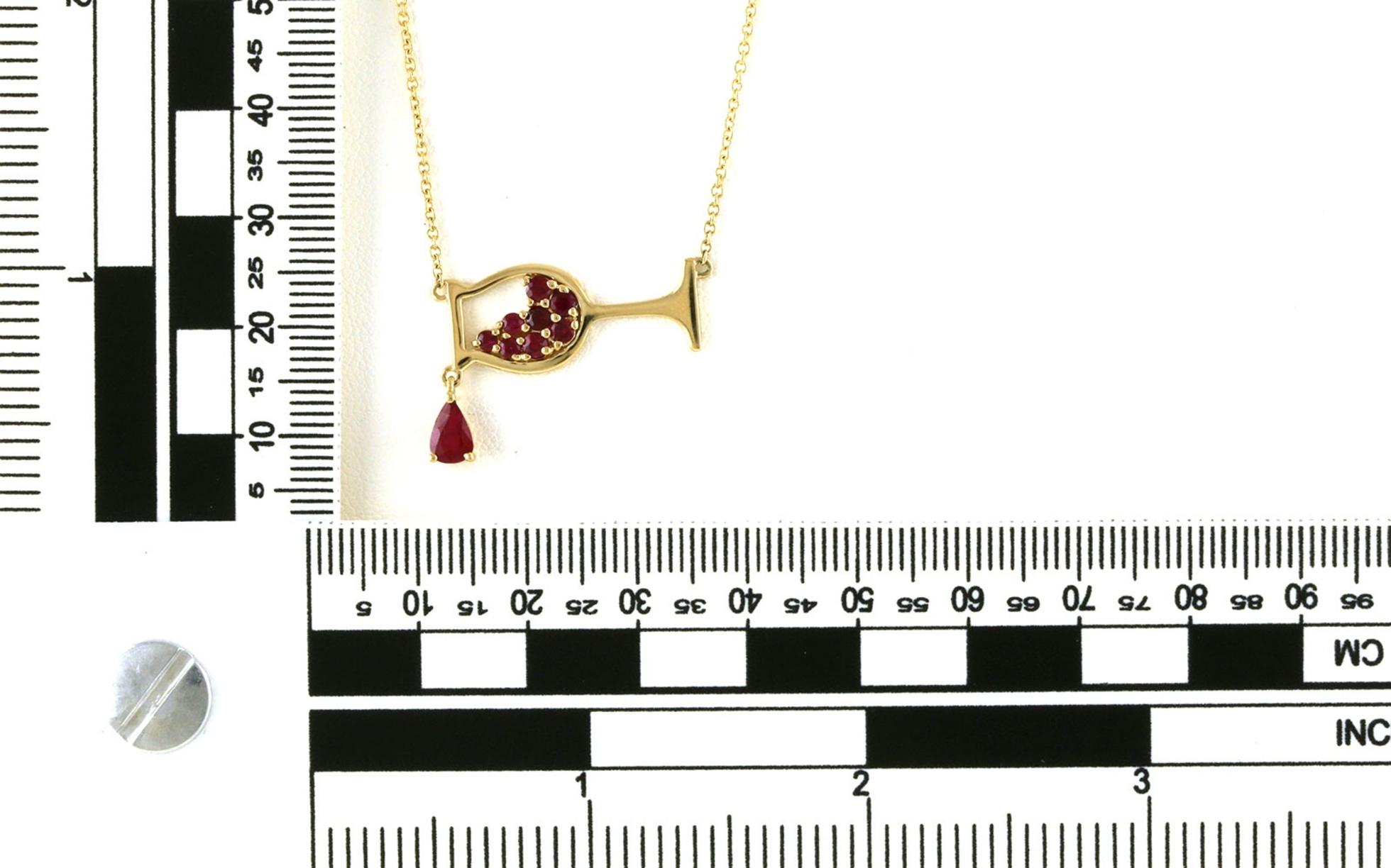 Ruby Wine Glass Necklace in Yellow Gold (0.91cts TWT) scale