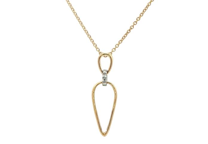 content/products/Minimalist Geometric Double Teardrop Diamond Pendant Necklace in Yellow Gold (0.03cts TWT)