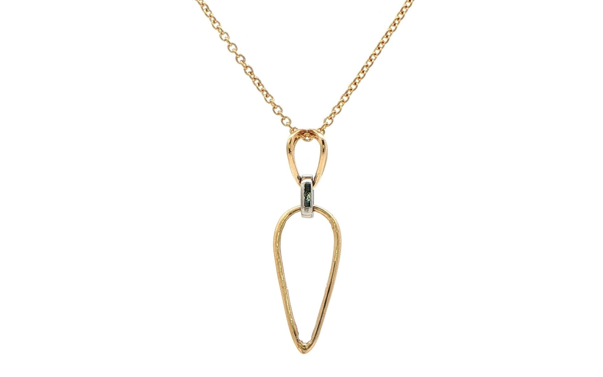 Minimalist Geometric Double Teardrop Diamond Pendant Necklace in Yellow Gold (0.03cts TWT) back