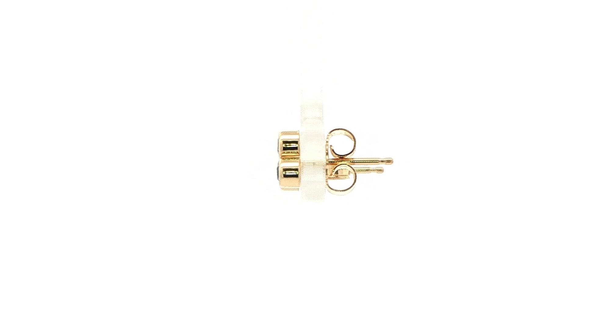 Bezel-set Montana Yogo Sapphire Triple Cluster Stud Earrings in Yellow Gold (0.25cts TWT) side
