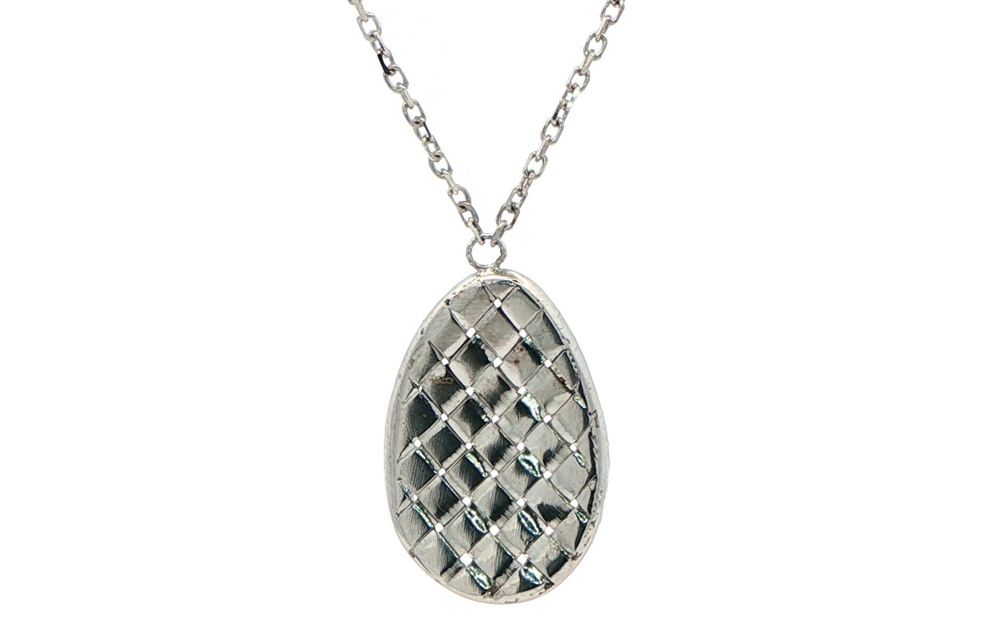 Quilted Teardrop Diamond Halo Pendant Necklace in White Gold (0.375cts TWT) back