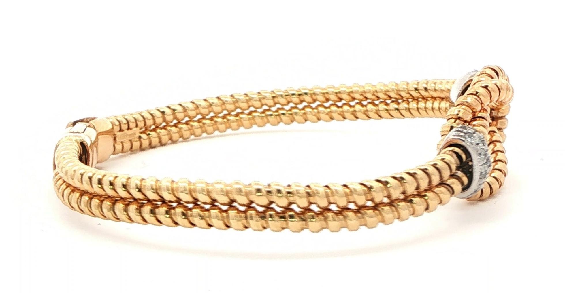 Diamond-Accented Twisted Knot Flexible Bangle Bracelet in Yellow Gold (0.33cts TWT) side