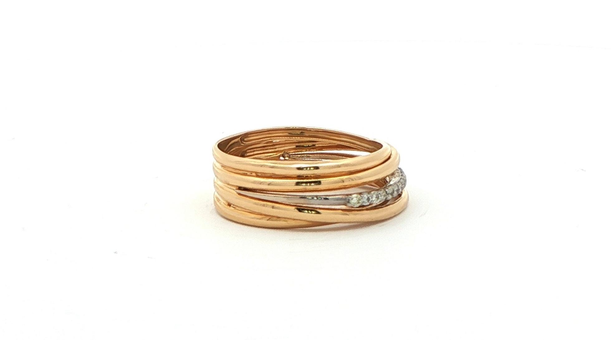 Diamond Multi-Layer Stacked Ring in Yellow Gold (0.20cts TWT) side
