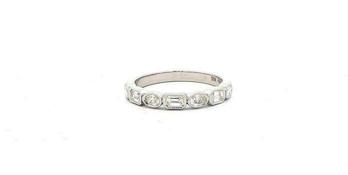 content/products/Alternating Emerald and Oval Cut Diamond Bezel Band in White Gold (0.75cts TWT)