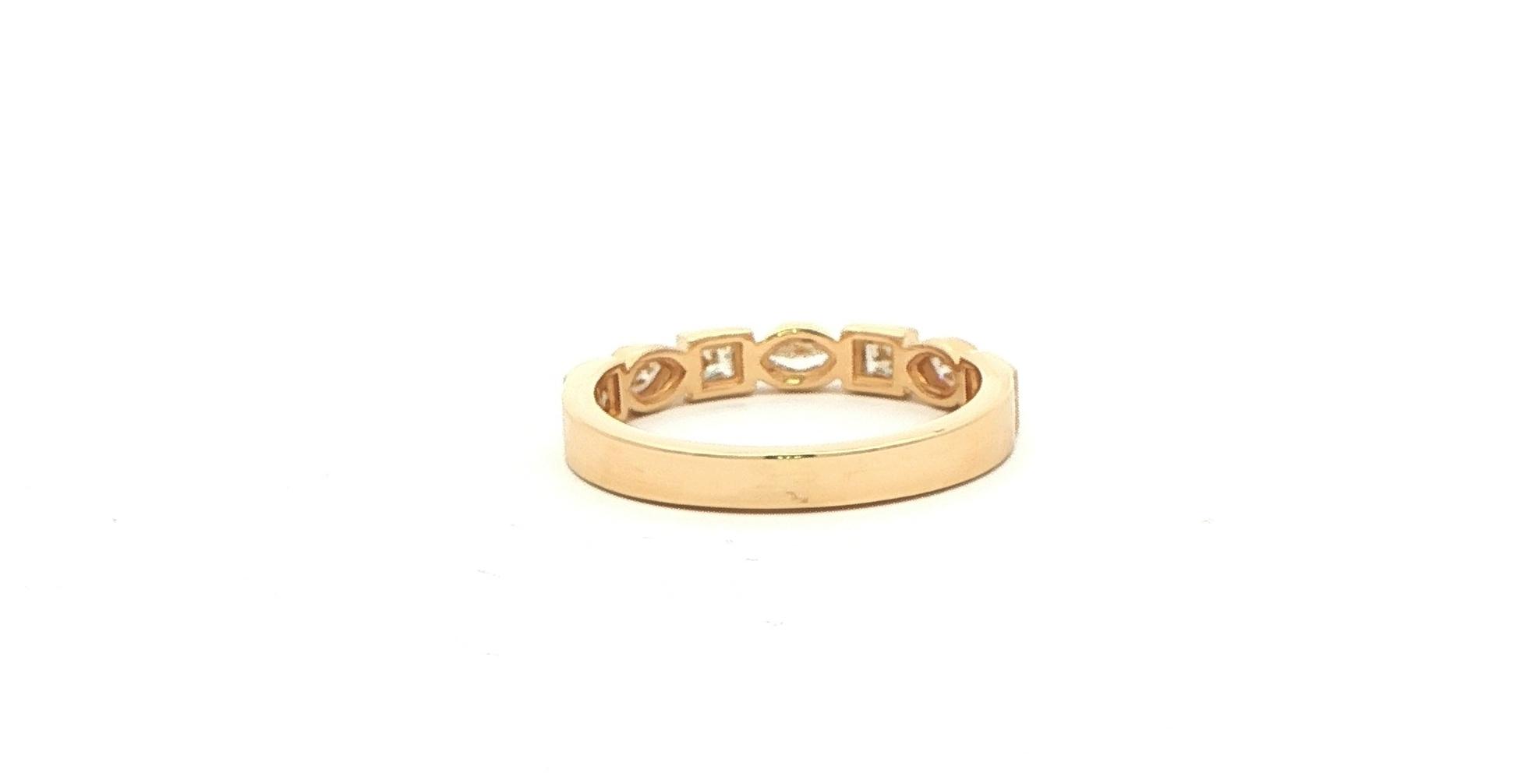 Bezel-set Marquise and Princess-cut Diamond Geometric Band in Yellow Gold (0.50cts TWT) back