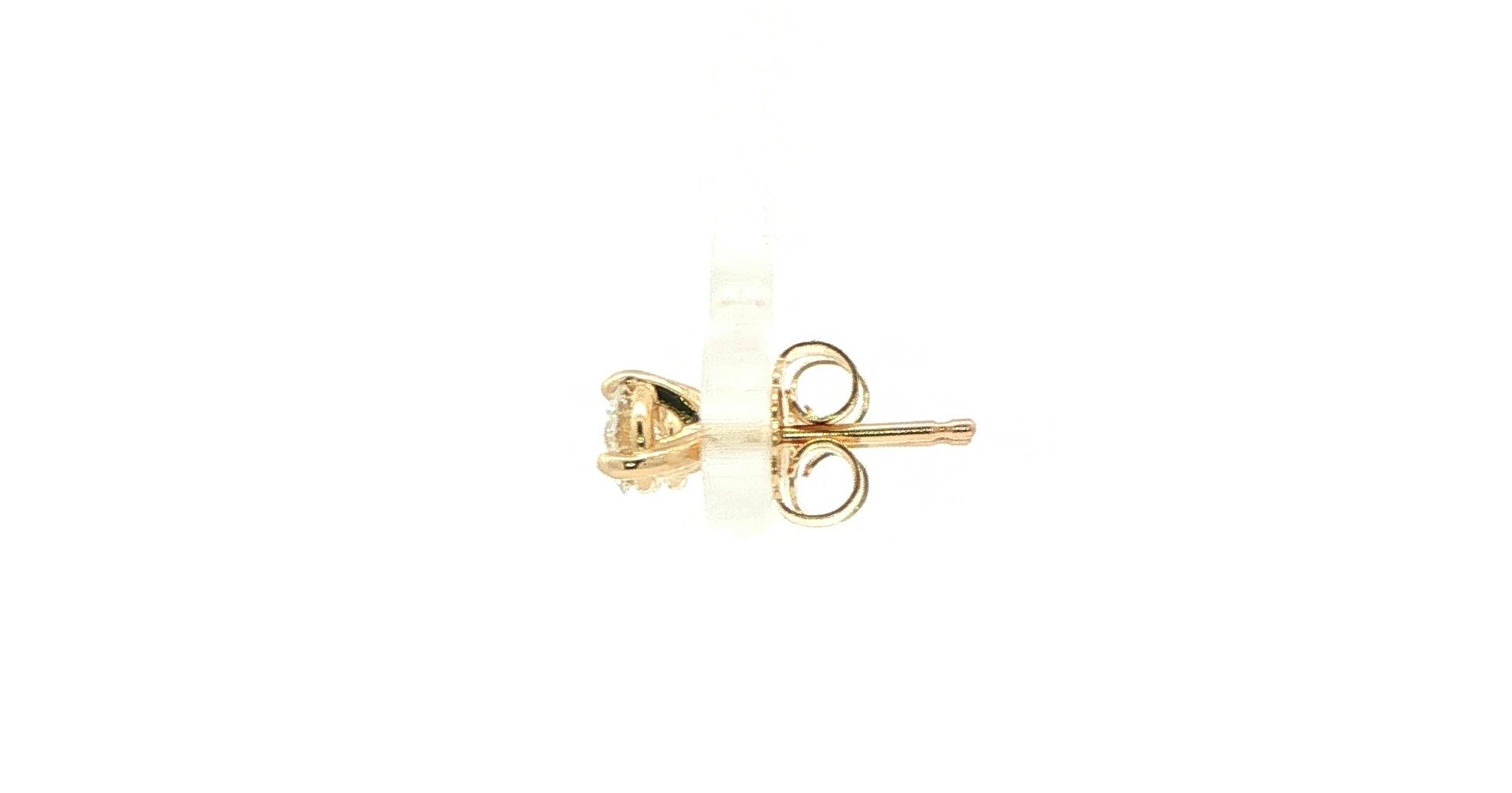 Diamond Stud Earrings in 3-Prong Martini Settings in Yellow Gold (0.49cts TWT) side
