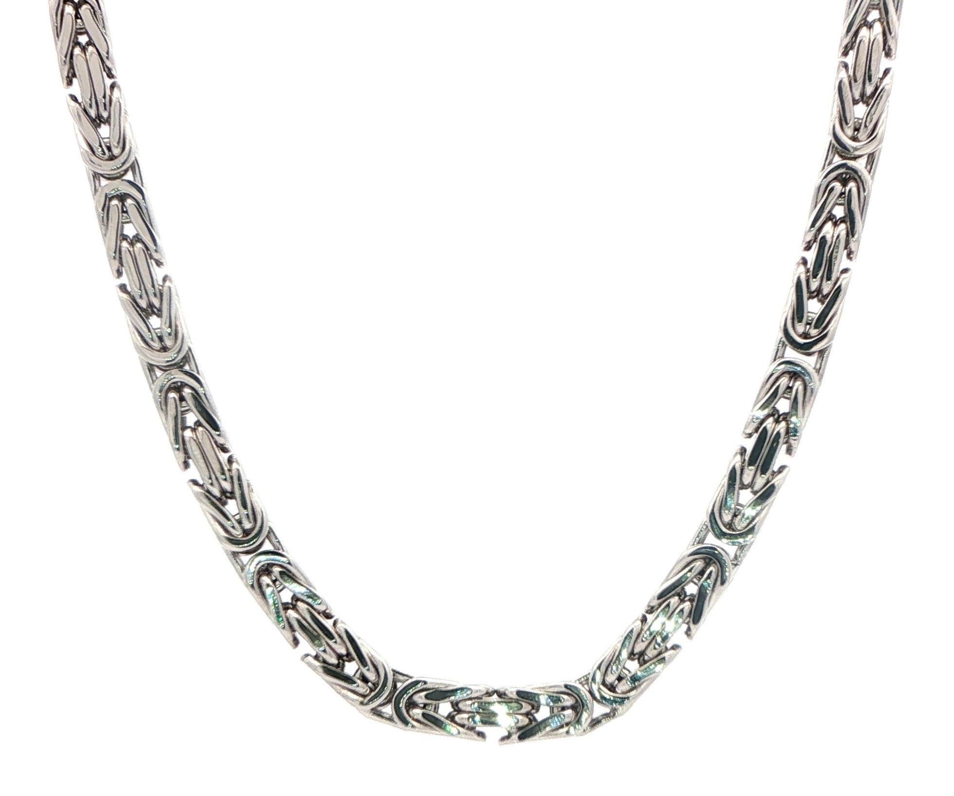 Classic Byzantine Woven Link Chain Necklace in Sterling Silver 