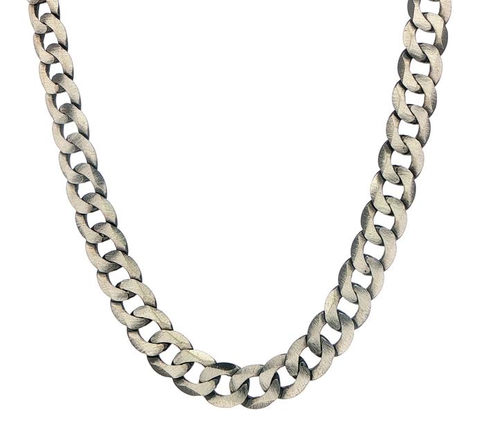 content/products/Cuban Link Chain Necklace with Satin Finish in Sterling Silver 